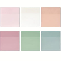 300 Sheets Pastel Transparent Sticky Notes 6 Pads 7.62x7.62 Cm