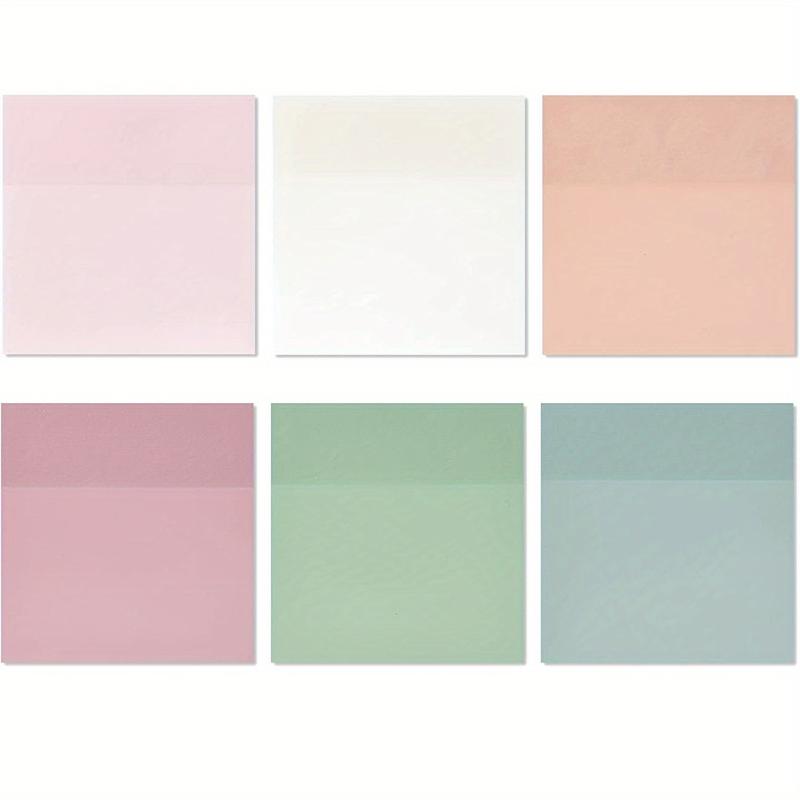 300 Sheets Pastel Transparent Sticky Notes 6 Pads 7.62x7.62 Cm
