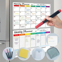 Magnetic Dry Erase Calendar Set - 3 Pack for Refrigerator & Wall