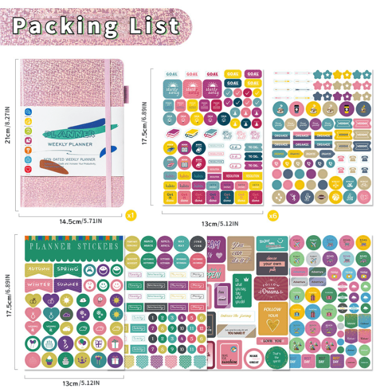 A5 Weekly Planner 100 Sheets with Sticker Set - Galaxy Design