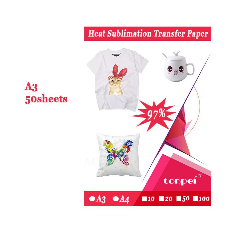 50 Sheets Iron On Heat Transfer Paper DIY Sublimation Non Cotton Clothes