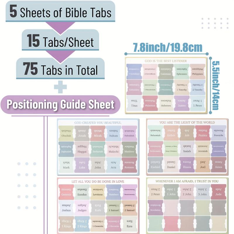 75pcs Bible Index Tabs Bible Tabs Bible Sticky Index Tabs Minimal Morandi