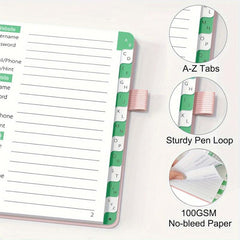 A6 Pocket Size Password Keeper Book with Alphabetical Tabs