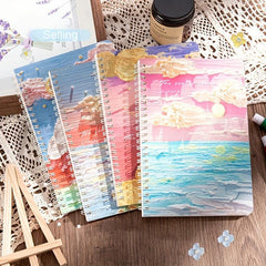 4 Pack A5 Scenery Painting Coil Notebooks, 60 Sheets