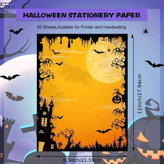 20pcs Halloween Bat Spider Letter Paper Holiday Note Writing Paper
