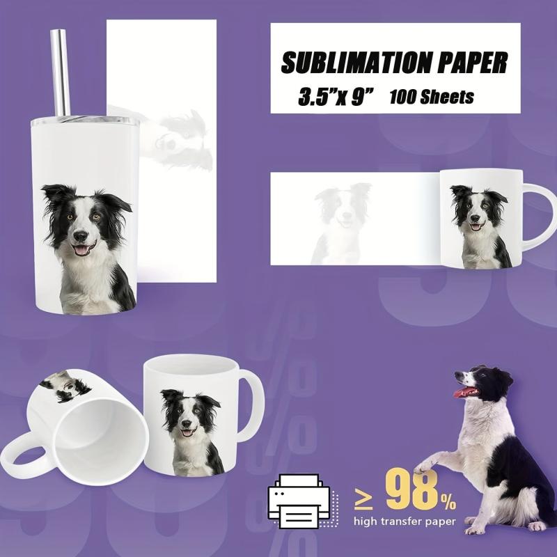 Sublimation Paper 100 Sheets 8.89x22.86 cm for DIY Heat Transfer
