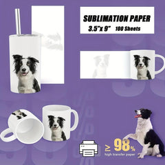 Sublimation Paper 100 Sheets 8.89x22.86 cm for DIY Heat Transfer