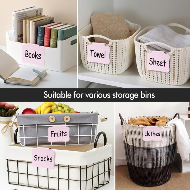 10pcs Plastic Basket Labels Clip On Storage Bins Pantry Organization
