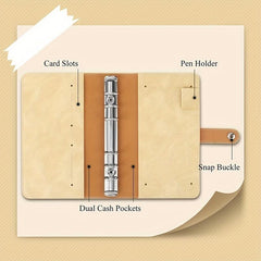 A6 Leather Wallet Set with Zipper Bags and Loose Leaf Pocket
