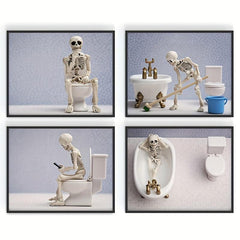 Spooky Skeleton Bathroom Art Halloween Prints Funny Decor