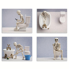 Spooky Skeleton Bathroom Art Halloween Prints Funny Decor