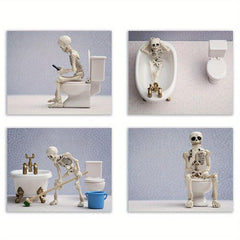 Spooky Skeleton Bathroom Art Halloween Prints Funny Decor