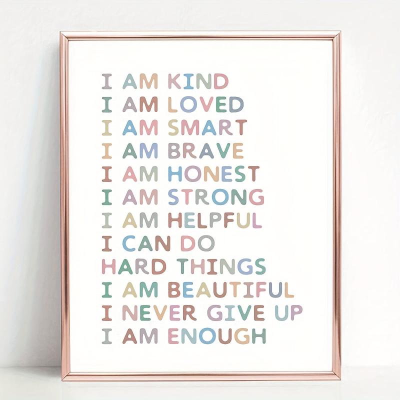 Affirmations Art Print-I Am Kind, I Am Enough-Nursery Decor-Colorful Wall