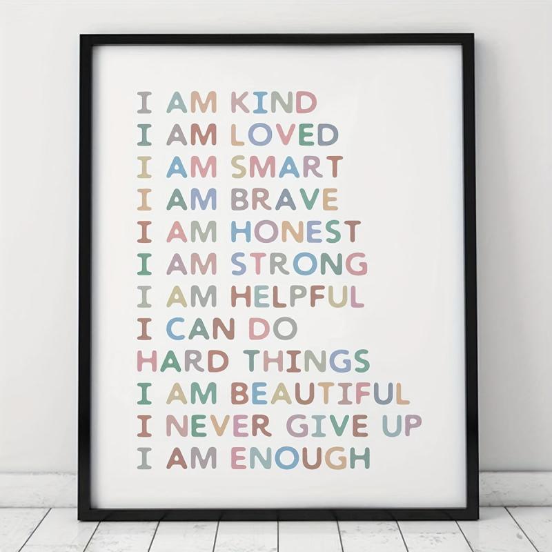 Affirmations Art Print-I Am Kind, I Am Enough-Nursery Decor-Colorful Wall