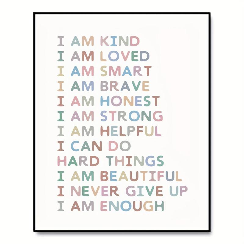 Affirmations Art Print-I Am Kind, I Am Enough-Nursery Decor-Colorful Wall