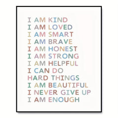 Affirmations Art Print-I Am Kind, I Am Enough-Nursery Decor-Colorful Wall