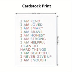 Affirmations Art Print-I Am Kind, I Am Enough-Nursery Decor-Colorful Wall