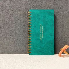 Weekly Desk Calendar Green Leather Notepad YO Office Student Notebook