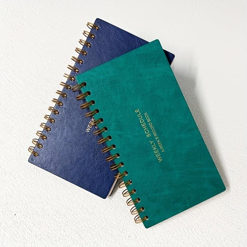 Weekly Desk Calendar Green Leather Notepad YO Office Student Notebook