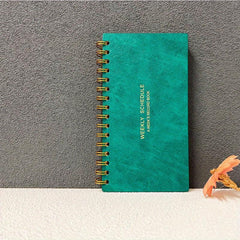 Weekly Desk Calendar Green Leather Notepad YO Office Student Notebook