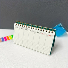 Weekly Desk Calendar Green Leather Notepad YO Office Student Notebook
