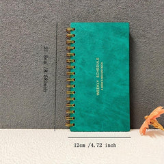 Weekly Desk Calendar Green Leather Notepad YO Office Student Notebook