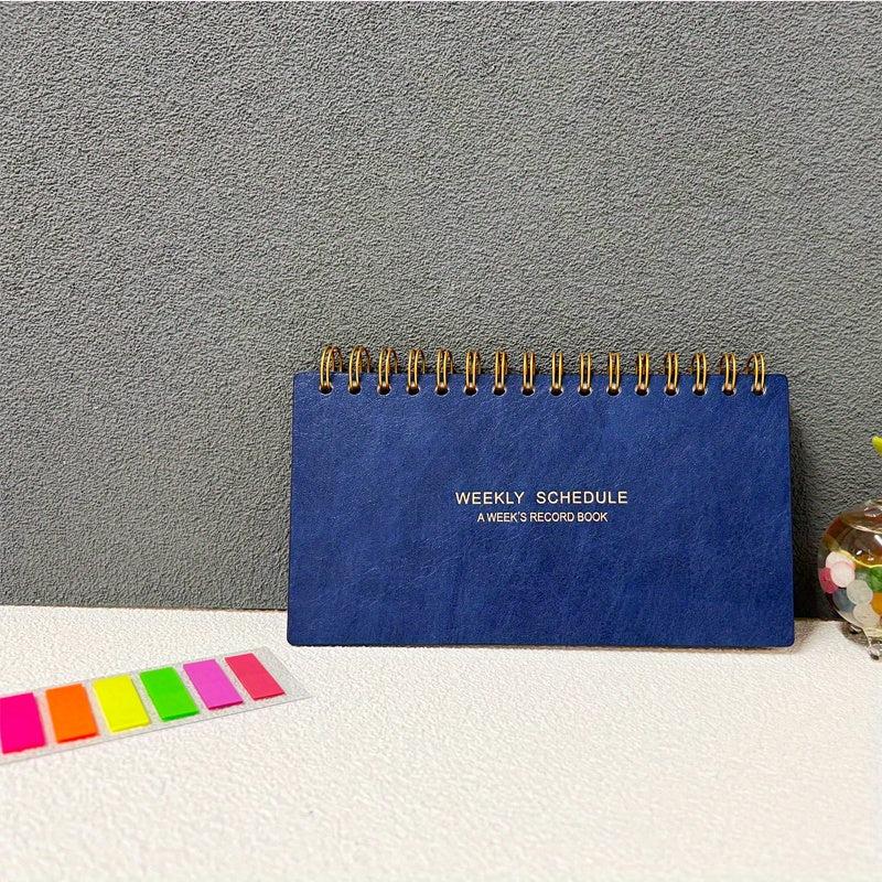 Weekly Desk Calendar Green Leather Notepad YO Office Student Notebook