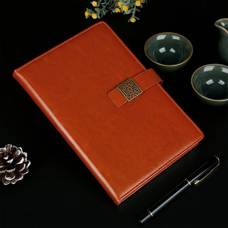 Vintage Buckle Business Notebook PU Leather Diary for Office Meetings