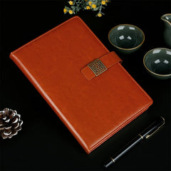 Vintage Buckle Business Notebook PU Leather Diary for Office Meetings
