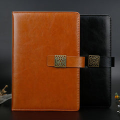 Vintage Buckle Business Notebook PU Leather Diary for Office Meetings