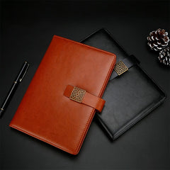 Vintage Buckle Business Notebook PU Leather Diary for Office Meetings