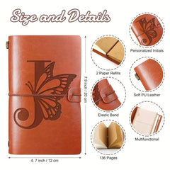 R Letter Notebook First Trip Personalized Butterfly Leather Refillable Journal