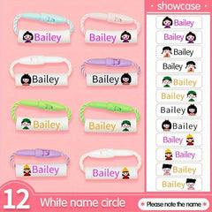 Custom Name Ring Buckle Set for Girls - Reusable Waterproof Lanyard Buckle