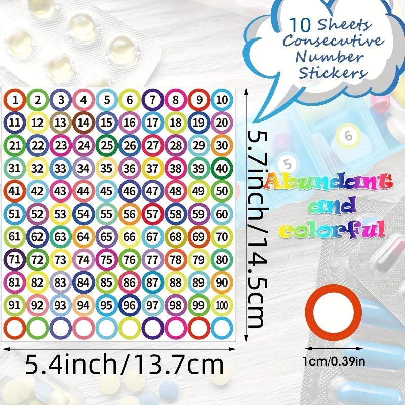 Small Number Labels Stickers 1-100, 1.02 cm Self-Adhesive Office