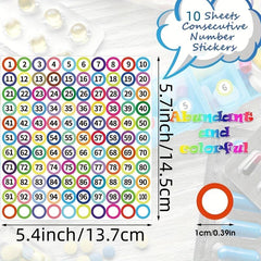 Small Number Labels Stickers 1-100, 1.02 cm Self-Adhesive Office