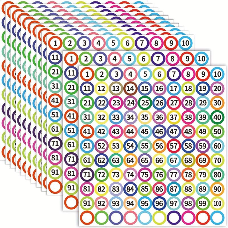 Small Number Labels Stickers 1-100, 1.02 cm Self-Adhesive Office