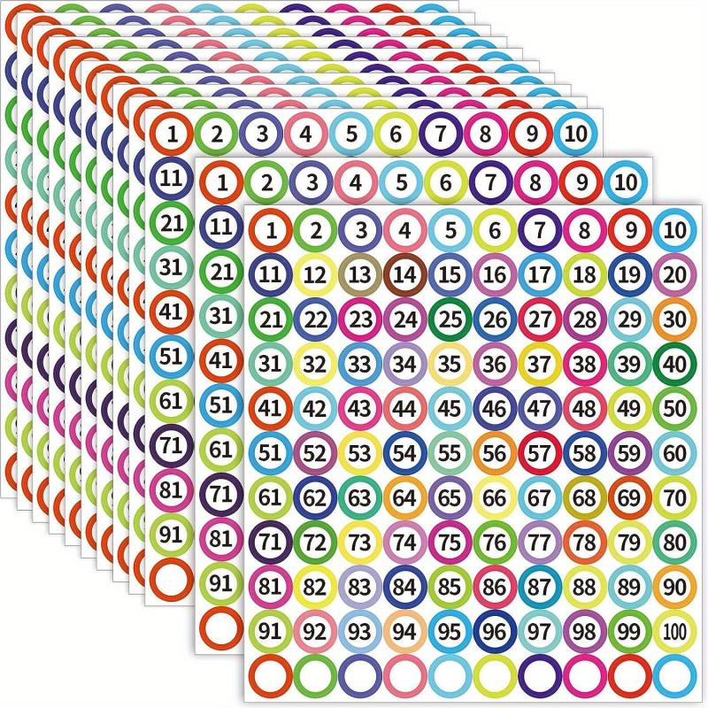 Small Number Labels Stickers 1-100, 1.02 cm Self-Adhesive Office