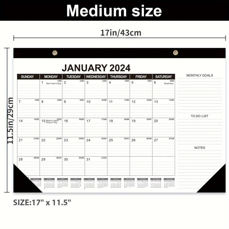 18 Months Desk Calendar Jan-Jun Julian Date Goals To-do List Notes