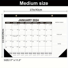 18 Months Desk Calendar Jan-Jun Julian Date Goals To-do List Notes