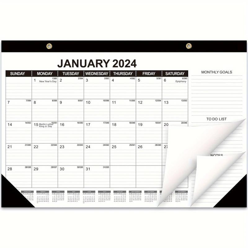 18 Months Desk Calendar Jan-Jun Julian Date Goals To-do List Notes