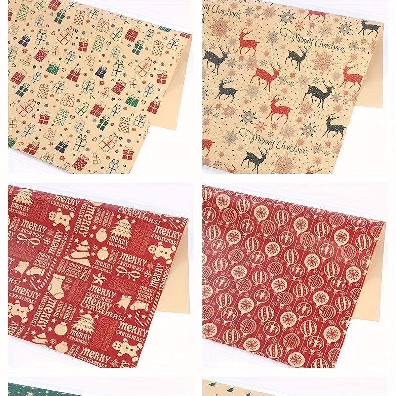 10pcs Christmas Wrapping Paper Arts Crafts Decorations