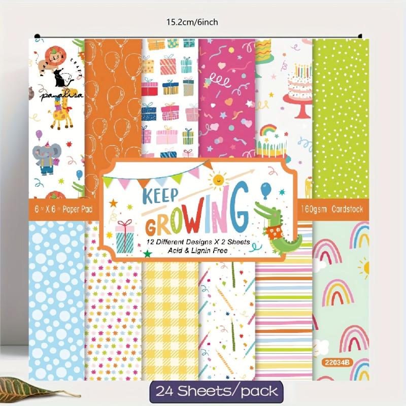 6 inch Single-Sided Pattern Paper for DIY Crafts - Pack of 50 Sheets