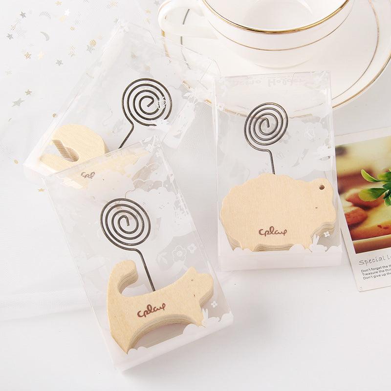 Vintage Animal Wooden Memo Clip Stand for Photo Memo