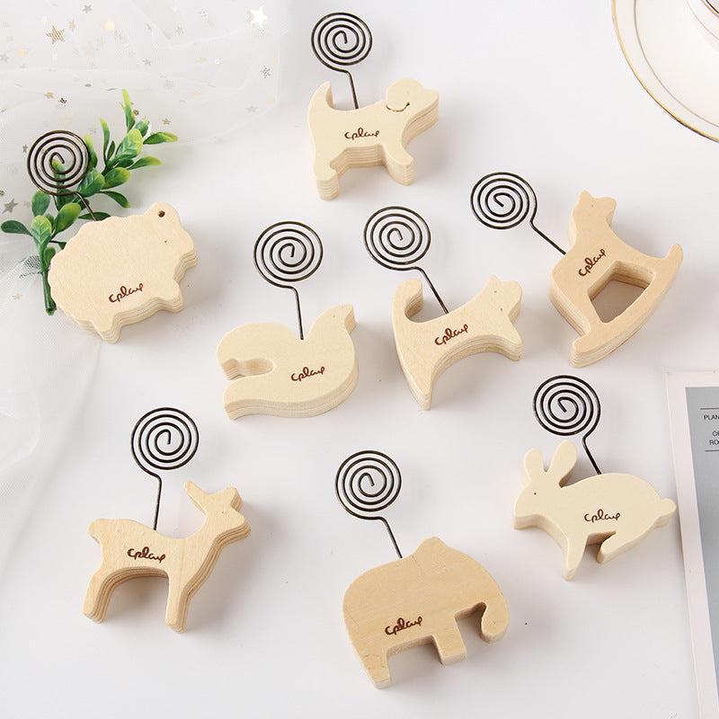 Vintage Animal Wooden Memo Clip Stand for Photo Memo