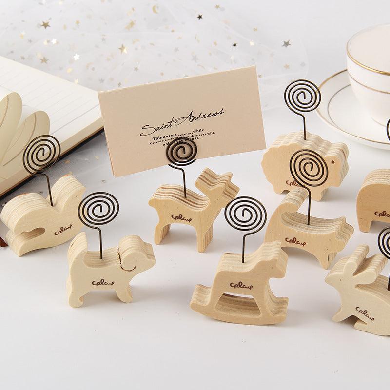 Vintage Animal Wooden Memo Clip Stand for Photo Memo