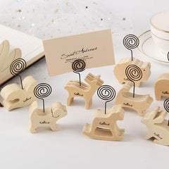 Vintage Animal Wooden Memo Clip Stand for Photo Memo