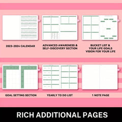 Undated Daily Planner Hourly Schedules 180 Days Hardcover Pocket
