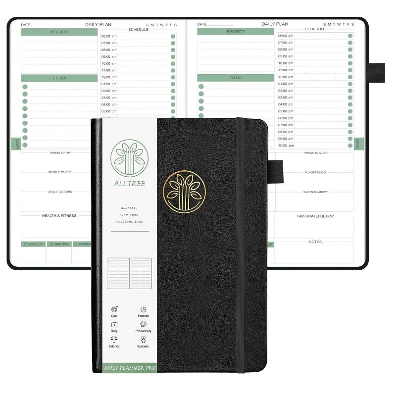 Undated Daily Planner Hourly Schedules 180 Days Hardcover Pocket