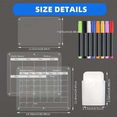 Magnetic Suction Acrylic Planning Monthly Weekly Whiteboard Set