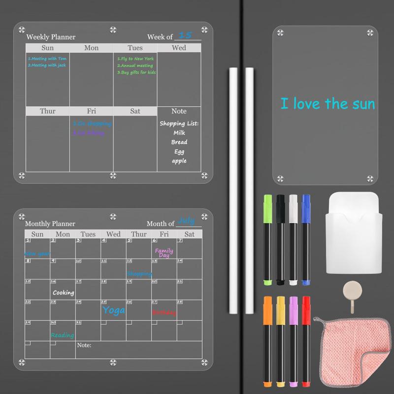 Magnetic Suction Acrylic Planning Monthly Weekly Whiteboard Set